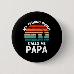 Badge Rond 5 Cm Mon Époux De Pêche M'Appelle Papa Retro Vintage Gr