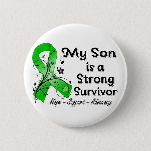 Badge Rond 5 Cm Mon fils est un grand survivant du ruban vert (Devant)