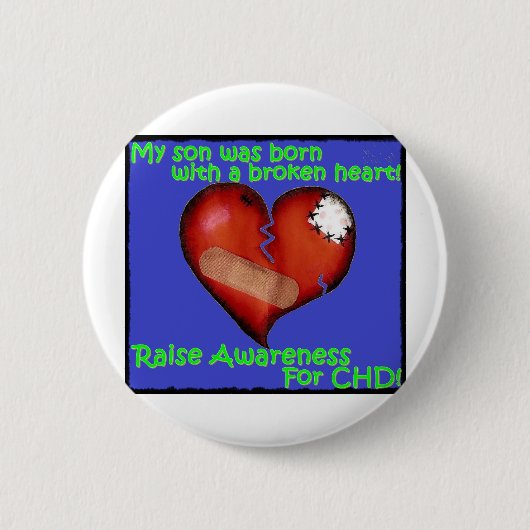 Badge Rond 5 Cm Mon fils était né avec un coeur brisé (Devant)