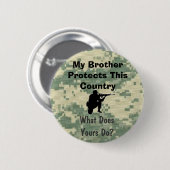 Badge Rond 5 Cm Mon frère protège cette coutume de pays (Devant & derrière)
