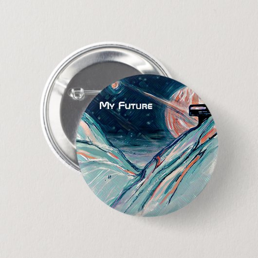Badge Rond 5 Cm Mon futur chez soi dans l'espace (Devant & derrière)