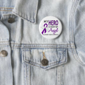 Badge Rond 5 Cm Mon héros est ma maladie d'Alzheimer d'ange (En situation)