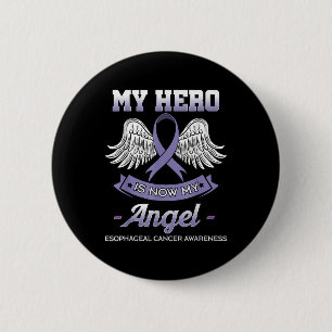 Badge Rond 5 Cm Mon Héros Est Maintenant Mon Ange Cancer Esophagie