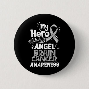 Badge Rond 5 Cm Mon Héros Est Maintenant Mon Ange Cerveau Cancer S