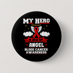 Badge Rond 5 Cm Mon Héros Est Maintenant Mon Ange Sang Cancer Nuag
