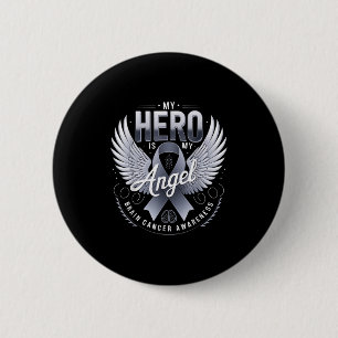 Badge Rond 5 Cm Mon Héros Est Mon Ange Cerveau Cancer Sensibilisat