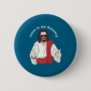 Badge Rond 5 Cm Mon Jésus copain de Christian Faith religieux