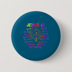 Badge Rond 5 Cm Mon Jésus Dieu Roi Seigneur Sauveur