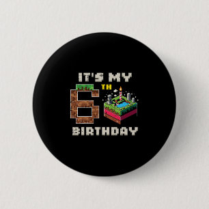 Badge Rond 5 Cm Mon jeu pixel de 6 ans pour mon 6e anniversaire Gâ