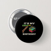 Badge Rond 5 Cm Mon jeu pixel de 7 ans pour mon 7ème anniversaire  (Devant & derrière)
