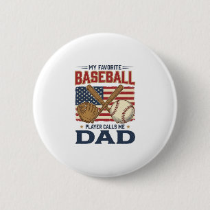 Badge Rond 5 Cm Mon Joueur De Baseball Préféré M'appelle Papa Vint