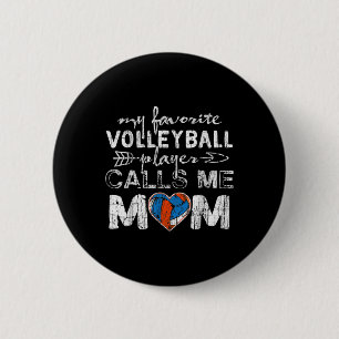 Badge Rond 5 Cm Mon Joueur de volley-ball préféré m'appelle Maman