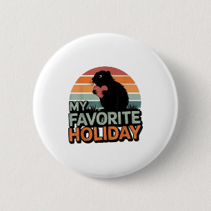 Badge Rond 5 Cm Mon jour férié préféré Marmotte Coucher de soleil
