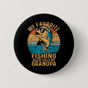 Badge Rond 5 Cm Mon meilleur compagnon de pêche m'appelle papy drô