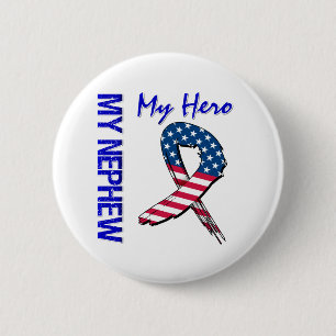Badge Rond 5 Cm Mon neveu mon ruban grunge patriotique de héros