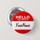 Badge Rond 5 Cm Mon Nom Est Blanc Personnalisé Nom Rouge (Devant & derrière)