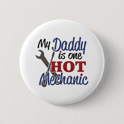 Badge Rond 5 Cm Mon papa est un mécanicien de chauffage (Devant)