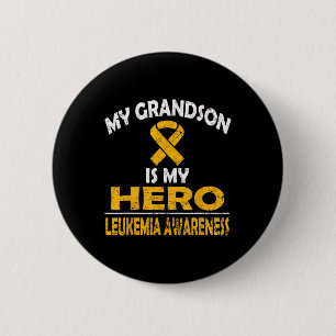 BADGE ROND 5 CM MON PETIT-DÉJEUNER EST MON HÉROS LEUKEMIA CONSCIEN