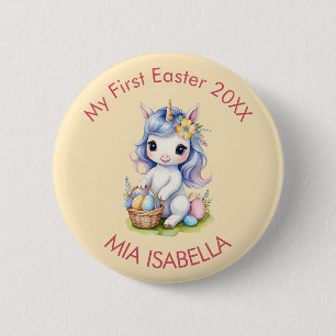 Badge Rond 5 Cm Mon premier bouton standard Unicorn de Pâques