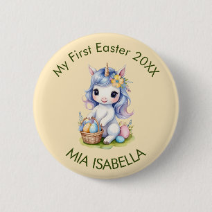 Badge Rond 5 Cm Mon premier bouton standard Unicorn de Pâques