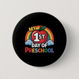Badge Rond 5 Cm Mon premier jour d'école maternelle arc-en-ciel po