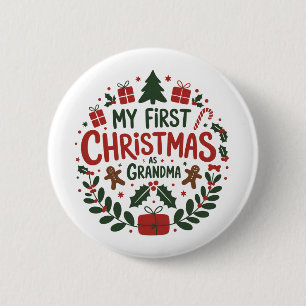 Badge Rond 5 Cm Mon premier Noël en tant que grand-mère, tenue de