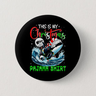 Badge Rond 5 Cm Mon pyjama de Noël Père Noël Orca Mer Amoureux des