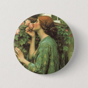 Badge Rond 5 Cm Mon Rose doux, ou Âme du Rose par Waterhouse