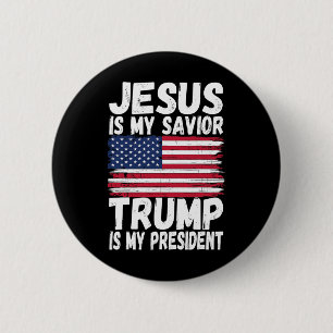 Badge Rond 5 Cm Mon Sauveur Trump Est-Il Mon Don Du Président Répu