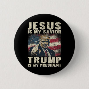 Badge Rond 5 Cm Mon Sauveur Trump est mon Président 2024 American 