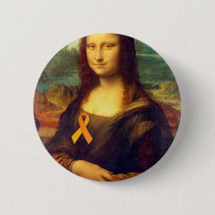 Badge Rond 5 Cm Mona Lisa Au Ruban Orange