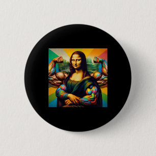 Badge Rond 5 Cm Mona Lisa Bodybuilding Funny Cadeau 2