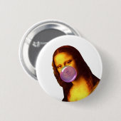 Badge Rond 5 Cm Mona Lisa Chauffage gomme Bulle (Devant & derrière)