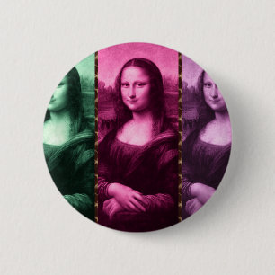 Badge Rond 5 Cm Mona Lisa Poster de animal rose rose violet