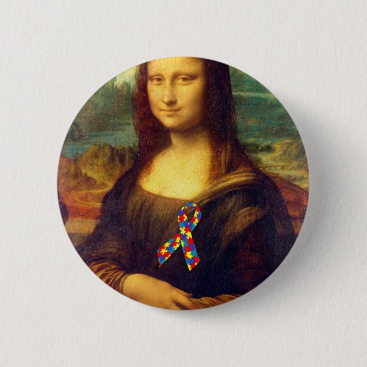 Badge Rond 5 Cm Mona Lisa With Puzzle (Devant)
