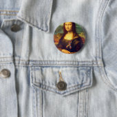 Badge Rond 5 Cm Mona Lisa With Puzzle (En situation)