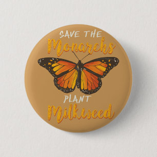 Badge Rond 5 Cm Monarch Butterfly. Save the Monarchs