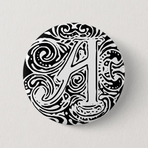 Badge Rond 5 Cm Monarchia White Letter "A"
