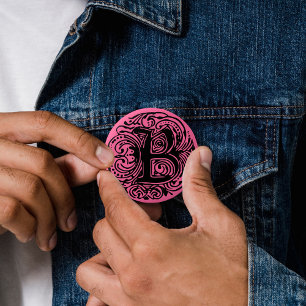 Badge Rond 5 Cm Monarchie Noir "B"