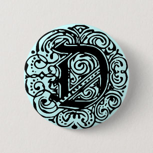 Badge Rond 5 Cm Monarchie Noir "D"