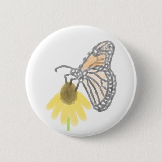 Badge Rond 5 Cm Monarque papillon et Black Eyed Susan (Devant)