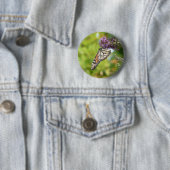 Badge Rond 5 Cm Monarque papillon sur Buddleia pourpre (En situation)