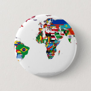 Badge Rond 5 Cm Monde pendant - carte des drapeaux du monde