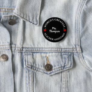 Badge Rond 5 Cm Mondes Meilleur Enseignant Assistant Coeur Apple N