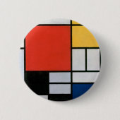 Badge Rond 5 Cm Mondrial Composition Rouge Jaune Bleu Noir (Devant)
