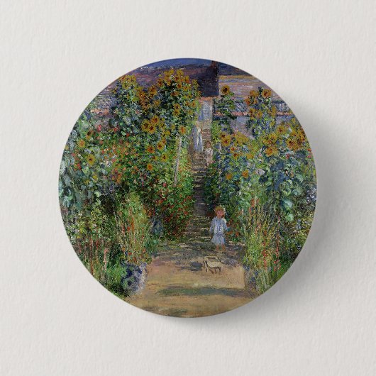 Badge Rond 5 Cm Monet Garden Vetheuil Impressionim Peinture (Devant)