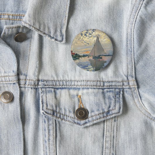 Badge Rond 5 Cm Monet Sailboat Français Impressionnisme Art classi (En situation)