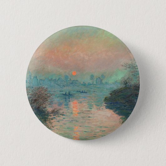 Badge Rond 5 Cm Monet Sunset Seine Beaux-Art Impressionnisme (Devant)