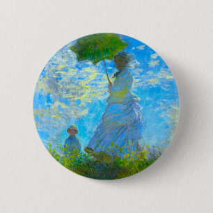 Badge Rond 5 Cm Monet Woman avec un parasol
