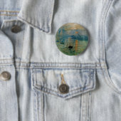 Badge Rond 5 Cm Monet's Impression Sunrise (soleil levant) - 1872 (En situation)